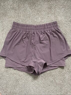 Yunoga Women's Athletic Shorts in Mauve — High-Waist Running Shorts